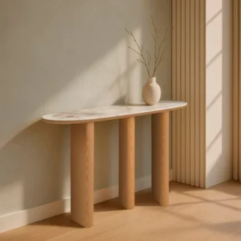 CONSOLA MADERA Y MARMOL 150 X 39,50 X 80 CM