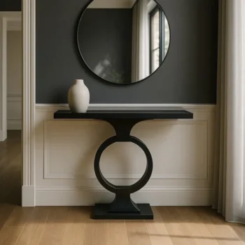 CONSOLA NEGRO METAL CRISTAL 90 X 32 X 80 CM