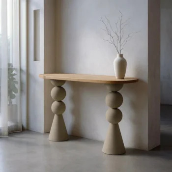 CONSOLA MADERA Y METAL CREMA120 X 40 X 76,50 CM