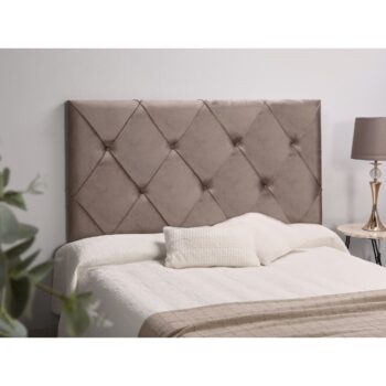 CABECERO CAPITONE ROMBOS TERCIOPELO GRIS 161X81 CMS.