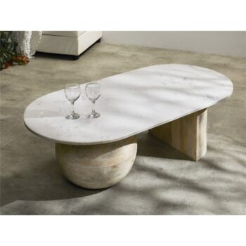 MESA CENTRO MANGO C/SOBRE MARMOL 120X60X36 CMS.