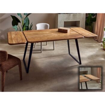 MESA COMEDOR EXTENSIBLE ACACIA/METAL 140(220)X90X77 CMS.